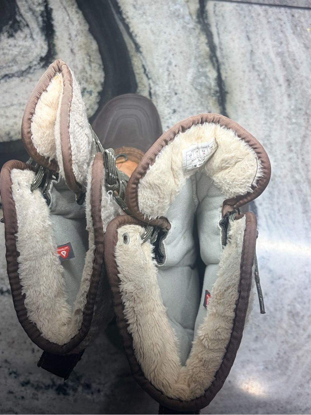 The North Face Women’s 7 Brown Leather Winter Snow Boots Faux Fur - Picture 9 of 10